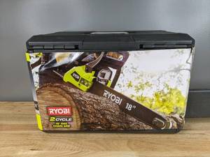 lot 27A image: Brand New Ryobi 18 in. 38cc 2-Cycle Gas Chainsaw with Heavy Duty Case 