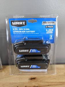 lot 65A image: Brand New HART Battery Lot - 2- 20V 2.0 Ah Batteries & a 20V 4.0 Ah Battery & a Charger 