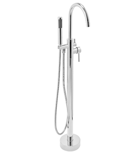 lot 16 image: 1-Handle Freestanding Floor Mount Roman Tub Faucet Bathtub Filler with Hand Shower in Chrome