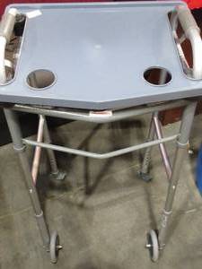 lot 119 image: Medline Walker with Front Wheels & Tray with Cupholders