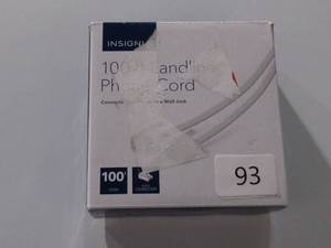 lot 93 image: Insignia - 100 Landline Phone Cord - White