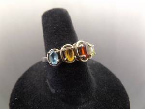 lot 48 image: .925 Sterling Silver Multi Stone Ring Size 7.75