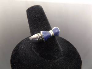 lot 44 image: .925 Sterling Silver Lapis Lazuli Bow Ring Size 8