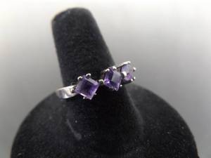 lot 52 image: .925 Sterling Silver Amethyst Ring Size 8