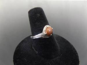 lot 61 image: .925 Sterling Silver Goldstone Cabochon Ring Size 8