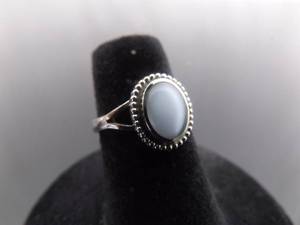lot 66 image: .925 Sterling Silver Ocean Blue Chrysoberyl Cabochon Ring Size 5