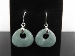lot 82 image: .925 Sterling Silver Jade Dangle Hook Earrings