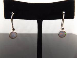 lot 95 image: .925 Sterling Silver Opal Hook Earrings