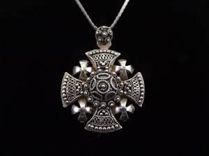 lot 20 image: .925 Sterling Silver Jerusalem Cross Pendant Necklace