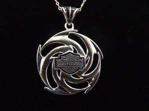 lot 23 image: .925 Sterling Silver Harley Davidson Pendant Necklace