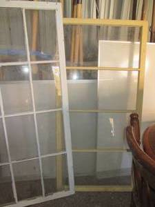 Set of (2) vintage wood framed pane...
