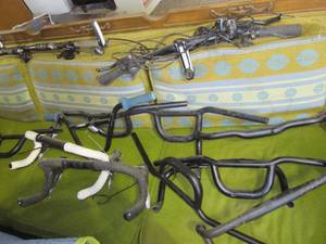 Lot of tubular Metal black bicycle ...
