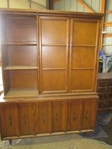 Antique Wood 2-pc Wooden Buffet Hut...
