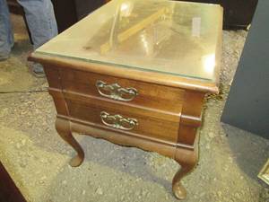 Vintage wood sideend table with pr...