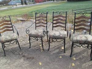 Set of (4) Metal framed, Wood back,...