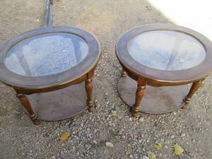 Set of (2) wooden oval endside tab...
