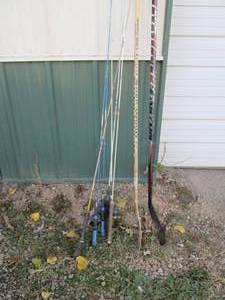 Lot of assorted fishing poles and w...