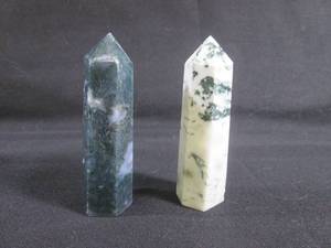 lot 41 image: (FS) 2 - Six Point  3 14 Moss Agate Towers...