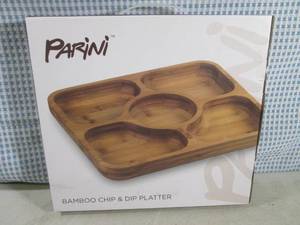 lot 326 image: (C-3) Parini Bamboo Chip & Dip Plat...