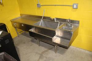 lot 12 image: Commercial Dual BasinDry Station Sink with Fixtures