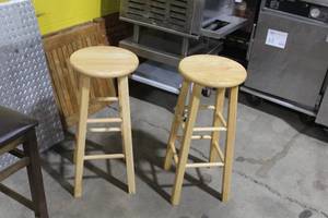 lot 51 image: Lot of (2) Wooden Bar Stools