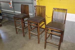 lot 50 image: Lot of (3) PaddedWood Bar Chairs