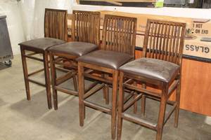 lot 49 image: Lot of (4) PaddedWood Bar Chairs