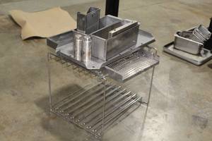 lot 39 image: Lot of (9) Restaurant Kitchen Supplies - Shelf, Appliance Legs, Storage Containers