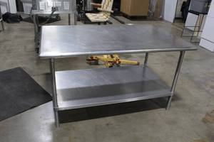 lot 71 image: Stainless Steel Food Prep Table 2-tier