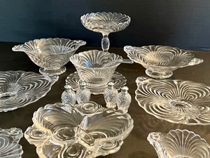 lot 13 image: 13 Pieces of Vintage Cambridge Caprice Glassware including Cambridge Caprice Compote, Footed Mayonnaise Bowl and More