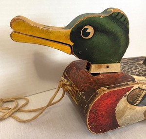 lot 99 image: Vintage Fisher Price Wooden Snap Quack Pull Toy