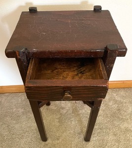 lot 217 image: Petite Wooden Accent Table with Drawer