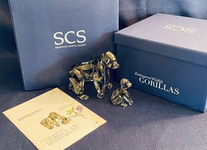 lot 264 image: Swarovski Crystal Endangered Species- Gorillas Figurine with Original Box and Certificate