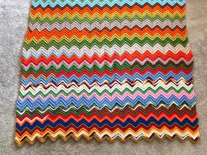 lot 263 image: Colorful Chevron Patterned Vintage Afghan