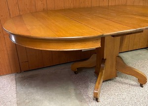 lot 390 image: Vintage Wooden Dining Table on Casters
