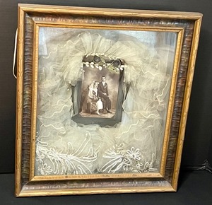 lot 197 image: Vintage Framed Wedding Memorabilia Shadow Box