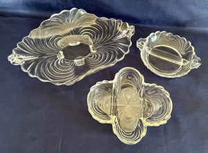 lot 32 image: Three Pieces of Cambridge Caprice Glassware including a Cambridge Caprice Three Part Relish Tray