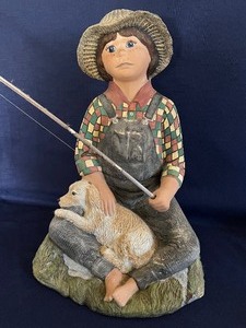 lot 171 image: Adorable Ceramic Fishing Boy Figurine