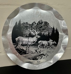 lot 150 image: Four Etched Wildlife Metal Trays