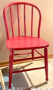 lot 299 image: Trio of Radiant Red Vintage Wooden Chairs