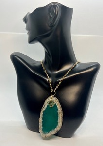 lot 45 image: Stunning Geode Slice Pendant on 14k Chain