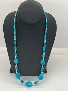 lot 17 image: Sterling and Turquoise Beaded Necklace
