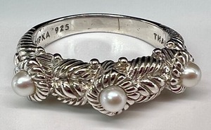 lot 21 image: Judith Ripka Band Sterling and Pearl Ring