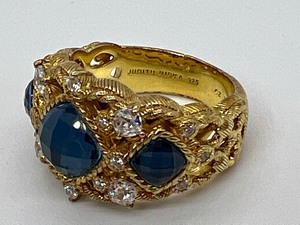 lot 34 image: Dazzling Judith Ripka Gold Plated Sterling Sapphire Quartz Ring