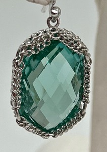 lot 84 image: Pair of Beautiful Sterling and Faceted Synthetic Stone Earrings