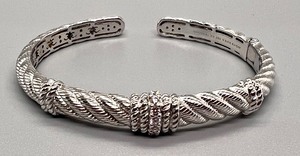 lot 128 image: Sterling Silver Judith Ripka Dazzling Cubic Zirconia Cuff Bracelet