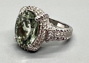 lot 137 image: Gorgeous Green Tone Cubic Zirconia and Sterling Judith Ripka Ring