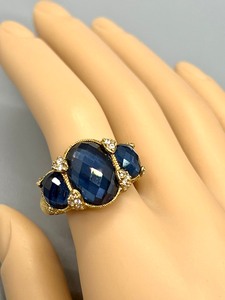lot 150 image: Lovely Judith Ripka Sterling and Gold Plated Blue Sapphire Cubic Zirconia Ring