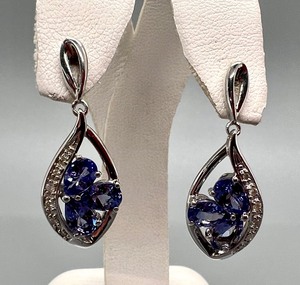 lot 151 image: Sparkling Tanzanite and Sterling Earrings