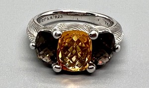 lot 147 image: Judith Ripka Smokey Quartz and Citrine Cubic Zirconia Sterling Ring